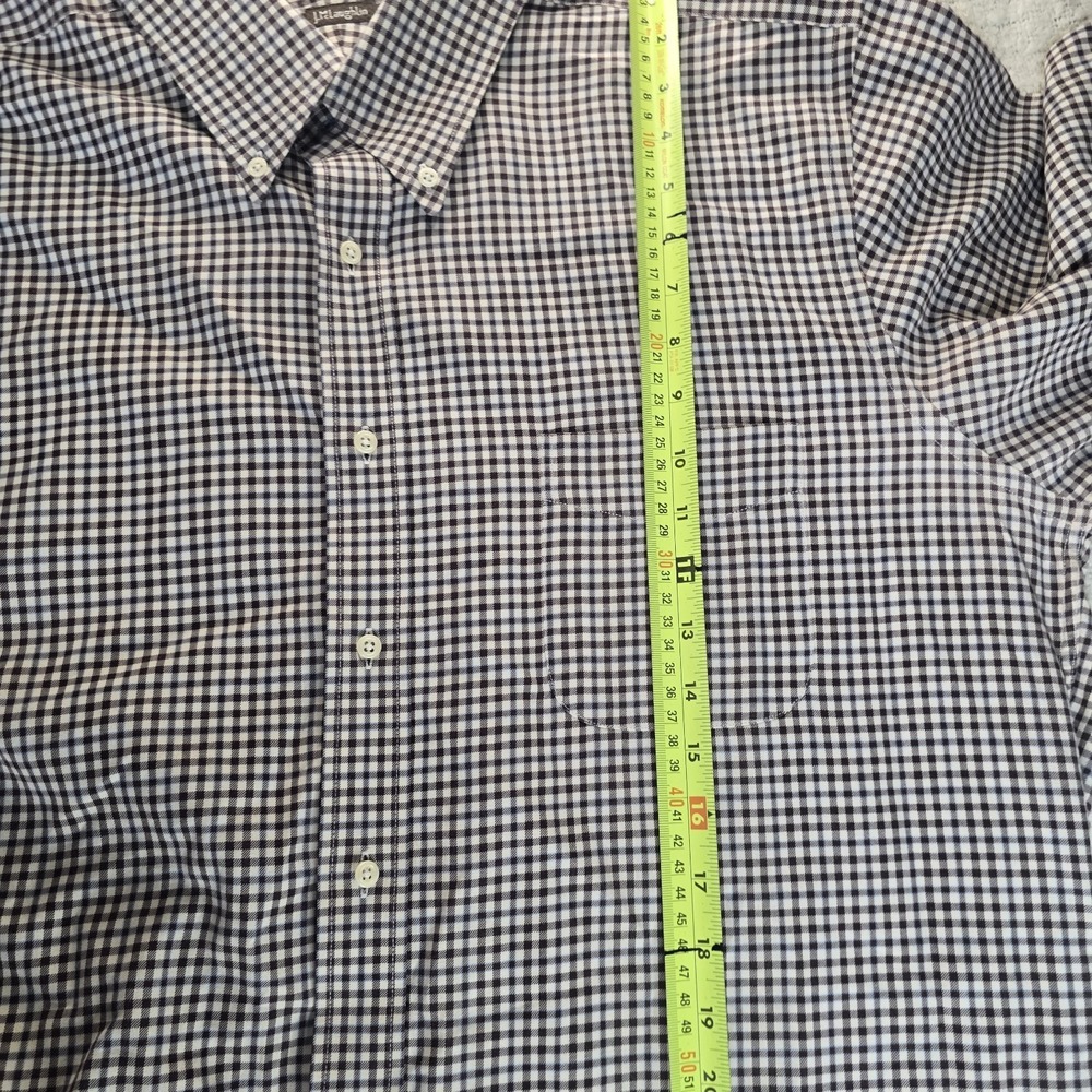 J.McLaughlin Men's XL Brown Blue Plaid 100%Cotton Button Down Pocket Long Sleeve - Picture 4 of 12